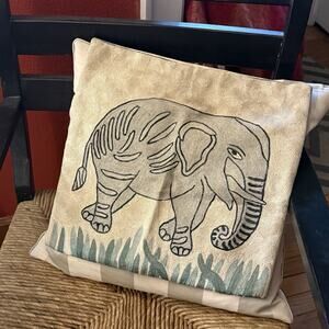 Boho Elephant 15x15 Pillow Case Embroidered Pillow Cover Maximalist‎ Decor